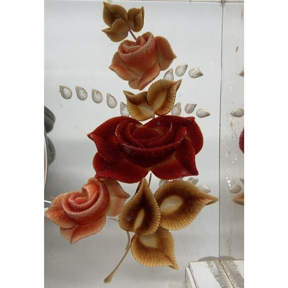 Vtg SESSIONS Lucite Clock MCM Art Deco Roses Tested Working Alarm Does Not Work - Picture 3 of 8